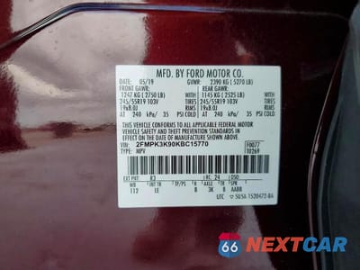 Zdjęcie 13 z 13 samochodu: 2019 FORD EDGE TITANIUM VIN:2FMPK3K90KBC15770 - miniatura
