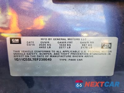 Zdjęcie 12 z 12 samochodu: 2014 CHEVROLET MALIBU 1LT VIN:1G11C5SL7EF238649 - miniatura