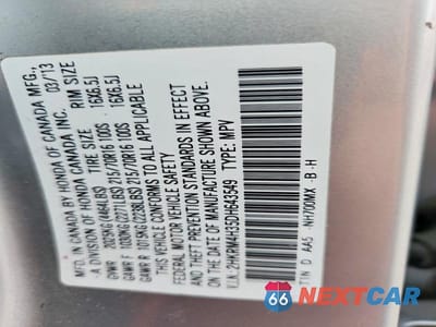 Zdjęcie 13 z 13 samochodu: 2013 HONDA CR-V LX VIN:2HKRM4H35DH643549 - miniatura