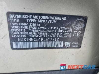 Zdjęcie 14 z 14 samochodu: 2019 BMW X3 XDRIVE30I VIN:5UXTR9C51KLE17712 - miniatura