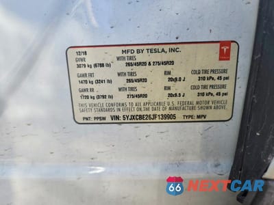 Zdjęcie 12 z 12 samochodu: 2018 TESLA MODEL X VIN:5YJXCBE26JF139905 - miniatura