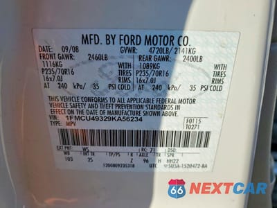 Zdjęcie 13 z 14 samochodu: 2009 FORD ESCAPE HYBRID VIN:1FMCU49329KA56234 - miniatura