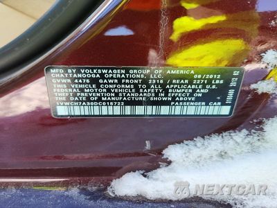 Zdjęcie 12 z 12 samochodu: 2013 VOLKSWAGEN PASSAT SEL VIN:1VWCH7A30DC015722 - miniatura