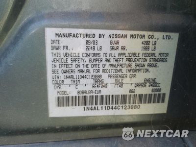 Zdjęcie 12 z 12 samochodu: 2004 NISSAN ALTIMA BASE VIN:1N4AL11D44C123880 - miniatura