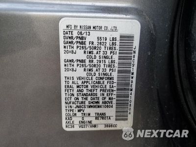 Zdjęcie 14 z 14 samochodu: 2014 INFINITI QX70 VIN:JN8CS1MW9EM410604 - miniatura