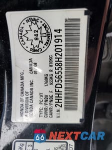 Zdjęcie 13 z 13 samochodu: 2008 ACURA CSX VIN:2HHFD56558H201914 - miniatura