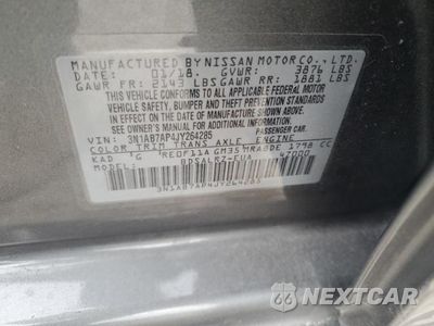 Zdjęcie 12 z 12 samochodu: 2018 NISSAN SENTRA S VIN:3N1AB7AP4JY264285 - miniatura