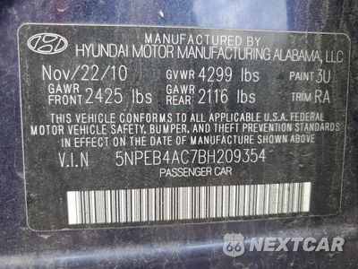 Zdjęcie 12 z 12 samochodu: 2011 HYUNDAI SONATA GLS VIN:5NPEB4AC7BH209354 - miniatura