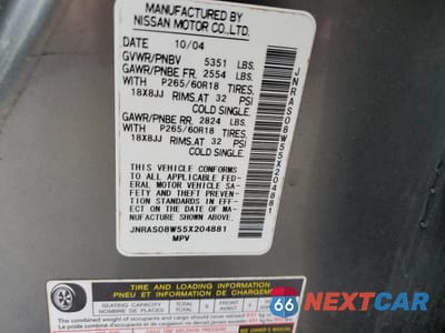 Zdjęcie 13 z 13 samochodu: 2005 INFINITI FX35 VIN:JNRAS08W55X204881 - miniatura