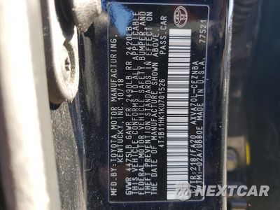 Zdjęcie 12 z 12 samochodu: 2019 TOYOTA CAMRY L VIN:4T1B11HK1KU701526 - miniatura