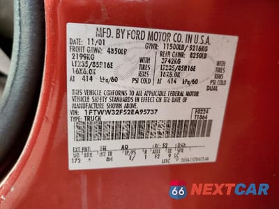 Zdjęcie 12 z 12 samochodu: 2002 FORD F350 SUPER DUTY VIN:1FTWW32F52EA95737 - miniatura