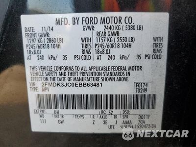 Zdjęcie 13 z 13 samochodu: 2014 FORD EDGE SEL VIN:2FMDK3JC0EBB63481 - miniatura