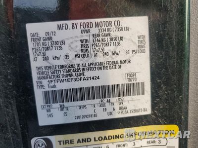 Zdjęcie 12 z 12 samochodu: 2013 FORD F150 SUPERCREW VIN:1FTFW1EF3DFA21424 - miniatura