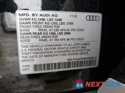 Zdjęcie 12 z 12 samochodu: 2023 AUDI Q5 PRESTIGE 45 VIN:WA1FAAFY8P2063849 - miniatura