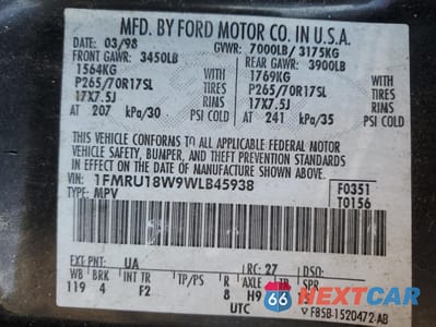 Zdjęcie 13 z 13 samochodu: 1998 FORD EXPEDITION VIN:1FMRU18W9WLB45938 - miniatura