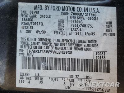 Zdjęcie 13 z 13 samochodu: 1998 FORD EXPEDITION VIN:1FMRU18W9WLB45938 - miniatura