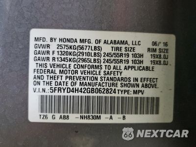 Zdjęcie 13 z 13 samochodu: 2016 ACURA MDX TECHNO VIN:5FRYD4H42GB062824 - miniatura