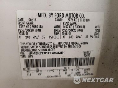 Zdjęcie 12 z 12 samochodu: 2014 FORD EXPLORER LIMITED VIN:1FM5K7F81EGA08351 - miniatura