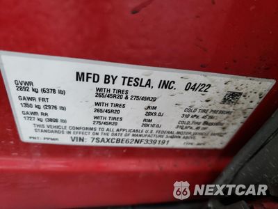 Zdjęcie 15 z 15 samochodu: 2022 TESLA MODEL X VIN:7SAXCBE62NF339191 - miniatura