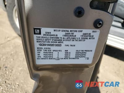 Zdjęcie 12 z 12 samochodu: 2002 CHEVROLET SILVERADO K1500 VIN:1GCEK19V02E130323 - miniatura