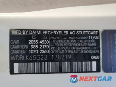 Zdjęcie 14 z 14 samochodu: 2003 MERCEDES-BENZ CLK 320 VIN:WDBLK65G23T138219 - miniatura