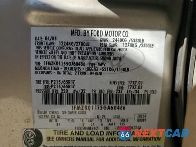 Zdjęcie 13 z 13 samochodu: 2005 FORD FREESTYLE SE VIN:1FMZK01155GA60486 - miniatura