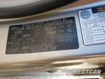 Zdjęcie 12 z 12 samochodu: 2007 KIA SPECTRA EX VIN:KNAFE122075378023 - miniatura