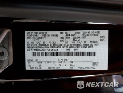 Zdjęcie 12 z 13 samochodu: 2017 FORD ESCAPE TITANIUM VIN:1FMCU0J93HUF08672 - miniatura