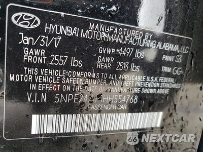 Zdjęcie 13 z 13 samochodu: 2017 HYUNDAI SONATA SE VIN:5NPE24AF1HH554768 - miniatura