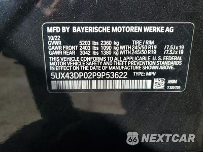 Zdjęcie 13 z 13 samochodu: 2023 BMW X3 SDRIVE30I VIN:5UX43DP02P9P53622 - miniatura
