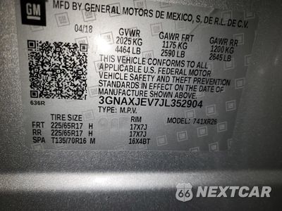 Zdjęcie 13 z 13 samochodu: 2018 CHEVROLET EQUINOX LT VIN:3GNAXJEV7JL352904 - miniatura