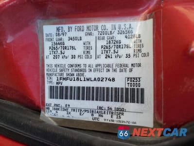 Zdjęcie 14 z 14 samochodu: 1998 FORD EXPEDITION VIN:1FMFU18L1WLA02748 - miniatura