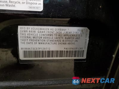 Zdjęcie 12 z 12 samochodu: 2007 VOLKSWAGEN PASSAT 2.0T VIN:WVWAK73C07P129712 - miniatura