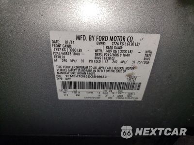 Zdjęcie 15 z 15 samochodu: 2014 FORD EXPLORER XLT VIN:1FM5K7D85EGB49653 - miniatura