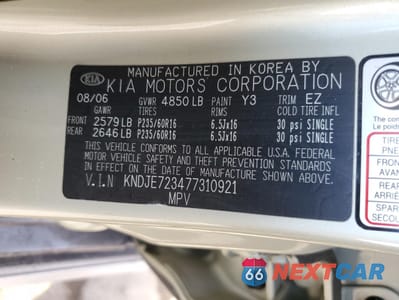 Zdjęcie 13 z 13 samochodu: 2007 KIA SPORTAGE EX VIN:KNDJE723477310921 - miniatura