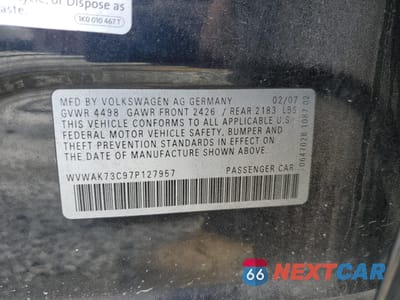 Zdjęcie 15 z 15 samochodu: 2007 VOLKSWAGEN PASSAT 2.0T VIN:WVWAK73C97P127957 - miniatura