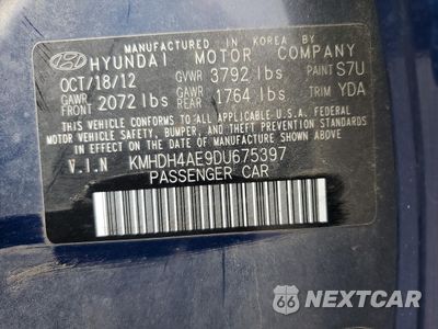Zdjęcie 12 z 12 samochodu: 2013 HYUNDAI ELANTRA GLS VIN:KMHDH4AE9DU675397 - miniatura