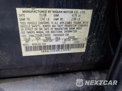 Zdjęcie 13 z 13 samochodu: 2008 NISSAN ALTIMA 2.5 VIN:1N4AL21EX8C236592 - miniatura