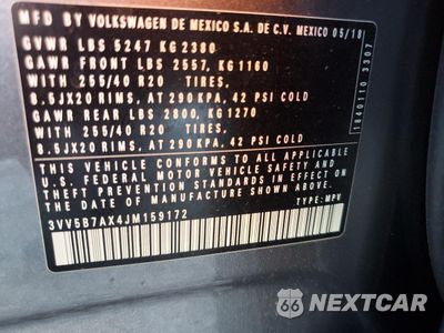 Zdjęcie 14 z 14 samochodu: 2018 VOLKSWAGEN TIGUAN SEL PREMIUM VIN:3VV5B7AX4JM159172 - miniatura