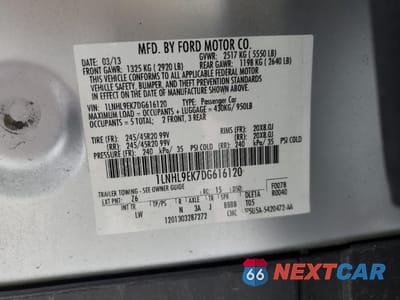 Zdjęcie 13 z 13 samochodu: 2013 LINCOLN MKS VIN:1LNHL9EK7DG616120 - miniatura