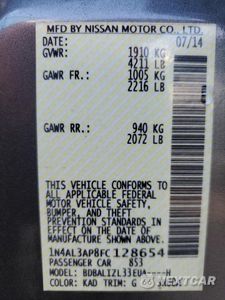 Zdjęcie 12 z 12 samochodu: 2015 NISSAN ALTIMA 2.5 VIN:1N4AL3AP8FC128654 - miniatura
