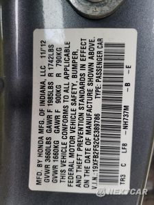 Zdjęcie 15 z 15 samochodu: 2012 HONDA CIVIC LX VIN:19XFB2F52CE389786 - miniatura