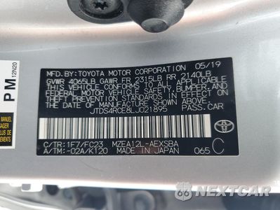 Zdjęcie 12 z 13 samochodu: 2020 TOYOTA COROLLA SE VIN:JTDS4RCE8LJ021895 - miniatura