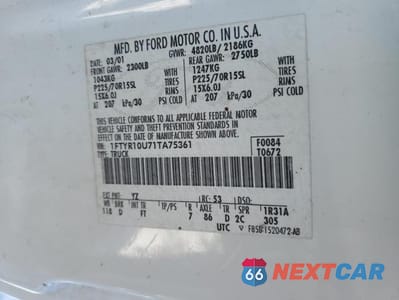 Zdjęcie 12 z 12 samochodu: 2001 FORD RANGER VIN:1FTYR10U71TA75361 - miniatura