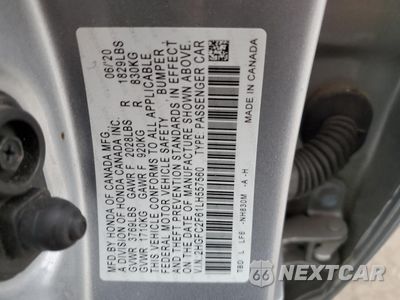 Zdjęcie 15 z 16 samochodu: 2020 HONDA CIVIC LX VIN:2HGFC2F61LH557560 - miniatura