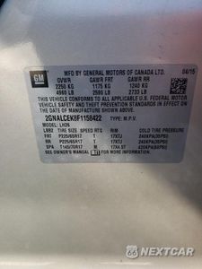 Zdjęcie 16 z 16 samochodu: 2015 CHEVROLET EQUINOX LT VIN:2GNALCEK8F1158422 - miniatura