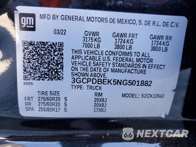 Zdjęcie 12 z 13 samochodu: 2022 CHEVROLET SILVERADO K1500 CUSTOM VIN:3GCPDBEK5NG501882 - miniatura