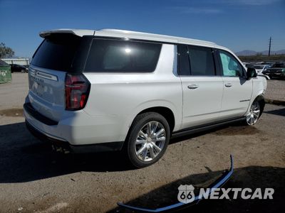 Trzecie zdjęcie samochodu z tyłu: 2021 CHEVROLET SUBURBAN K1500 HIGH COUNTRY VIN:1GNSKGKL6MR168642 - miniatura
