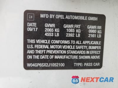 Zdjęcie 12 z 13 samochodu: 2018 BUICK REGAL ESSENCE VIN:W04GP6SX2J1052100 - miniatura