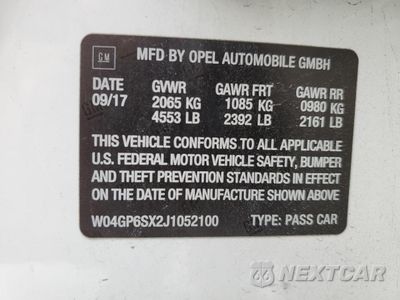 Zdjęcie 12 z 13 samochodu: 2018 BUICK REGAL ESSENCE VIN:W04GP6SX2J1052100 - miniatura